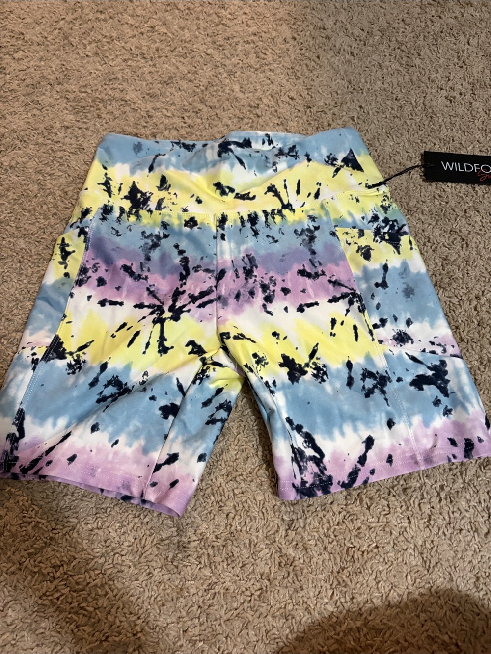 WILDFOXTie-Dye Shorts in Yellow, Blue & Purple